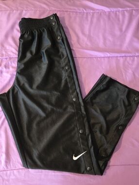 90s Nike Black Track Pants with Side Snaps
